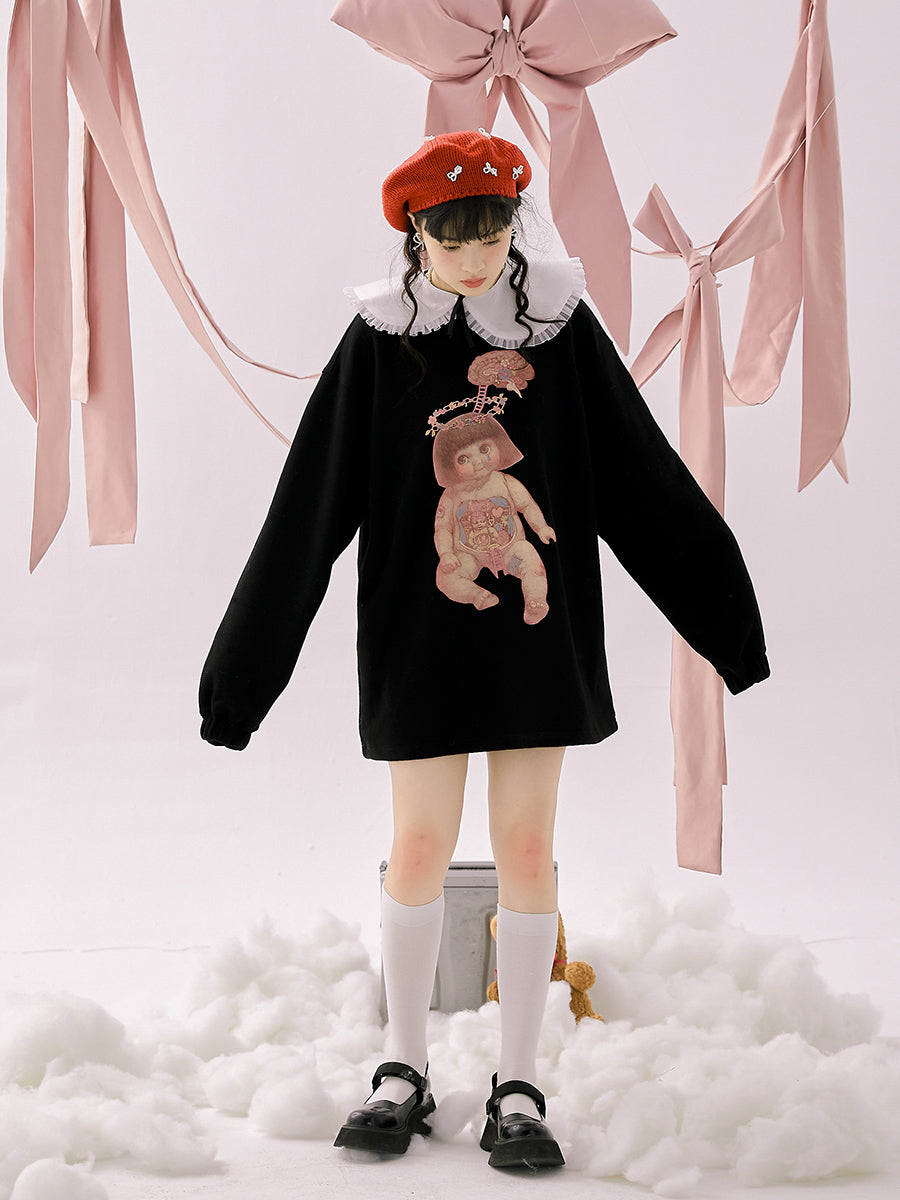 Lace Collar Baby Eerie Knit One-piece