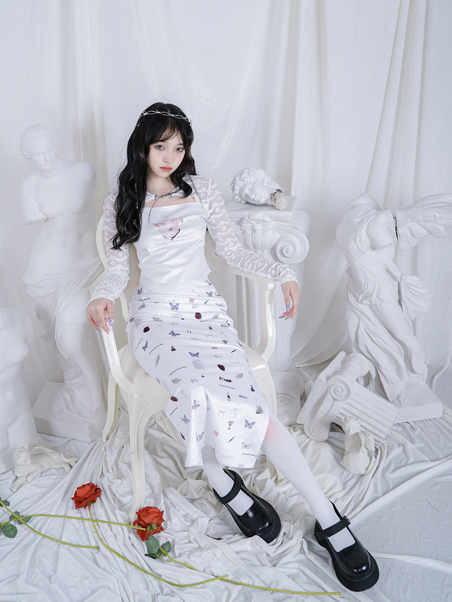 Rabbit Lace Face Retro Front-cut Cutsew