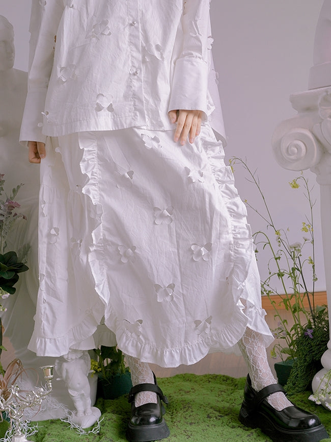 Clipping Butterfly Frill Unique Cute Skirt