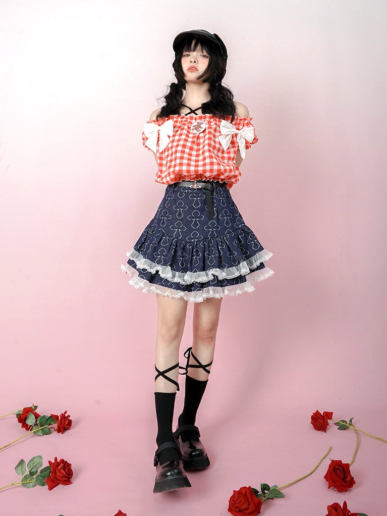 Jacquard Lace Puff Skirt