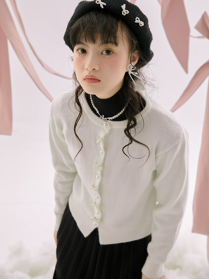 Pearl Ribbon Knit Sweet Cardigan