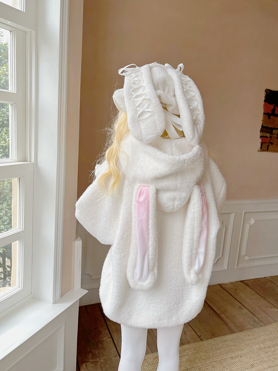Gothic Lolita Rabbit-ear Ribbon Frill Boa Parka