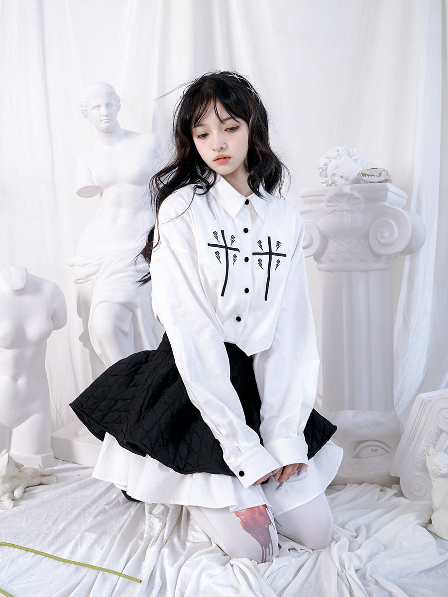 Gothic Cross Rose Over-size Blouse