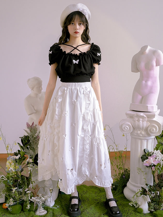 Clipping Butterfly Frill Unique Cute Skirt