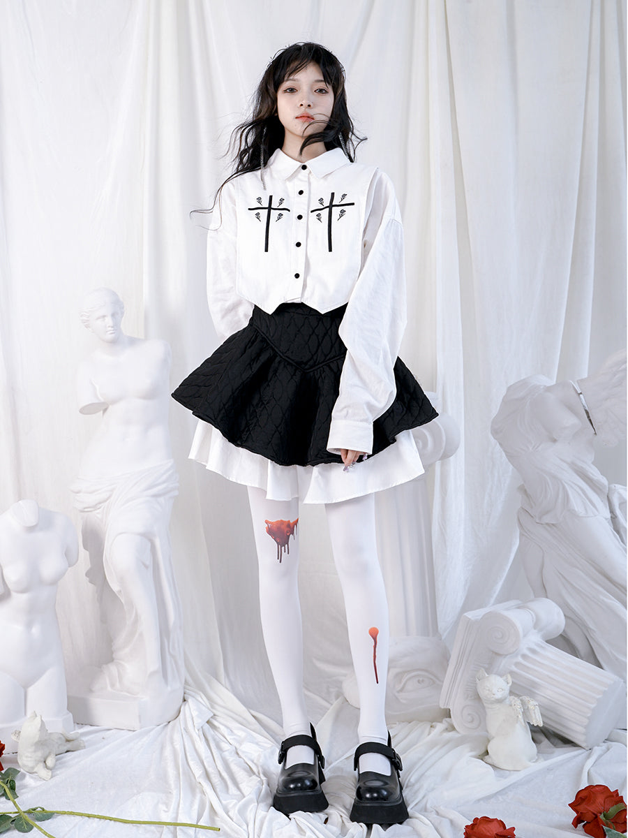 Gothic Cross Rose Over-size Blouse