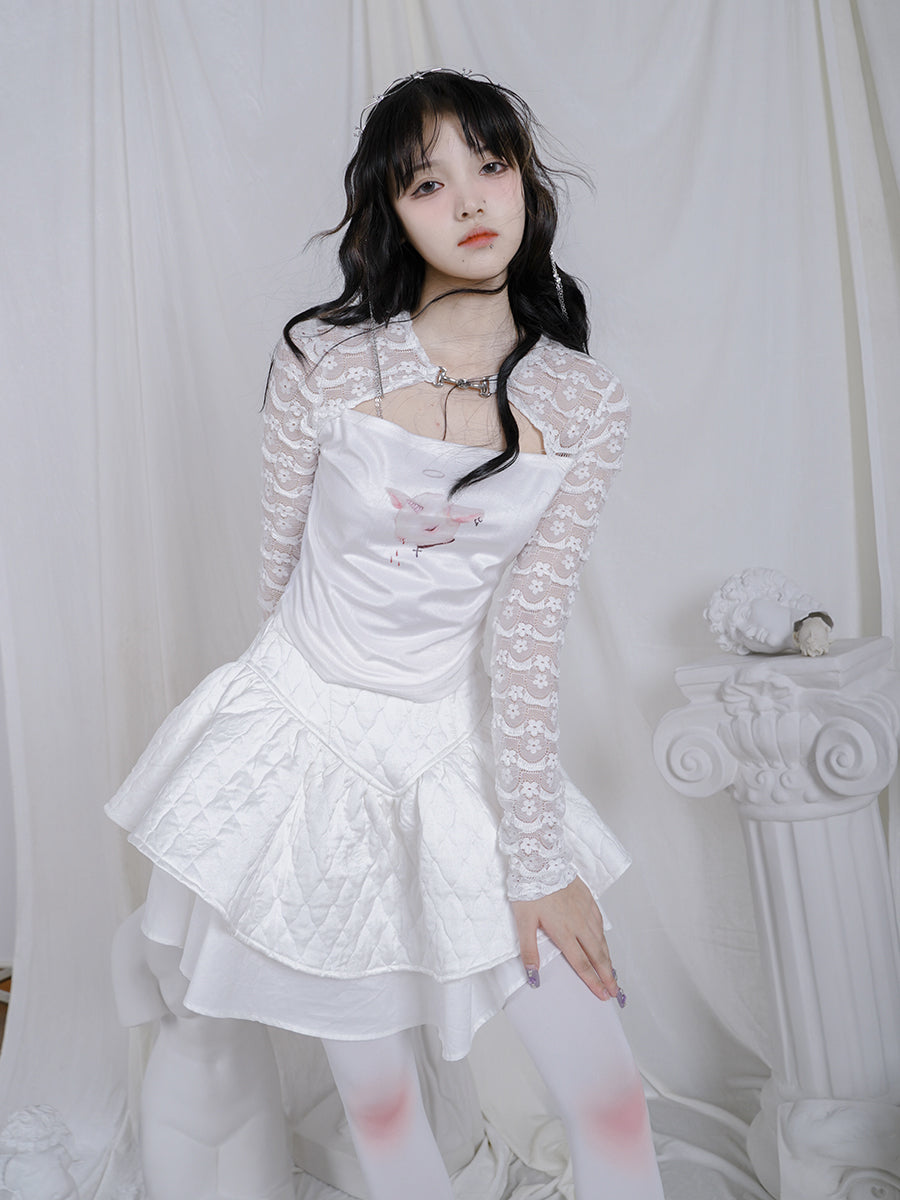 Rabbit Lace Face Retro Front-cut Cutsew