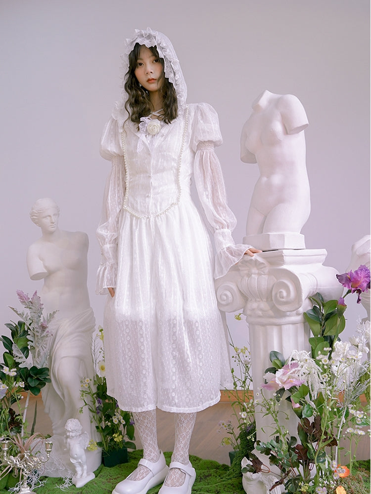 Hoodie Lace Pearl Gothic Sheer One-piece