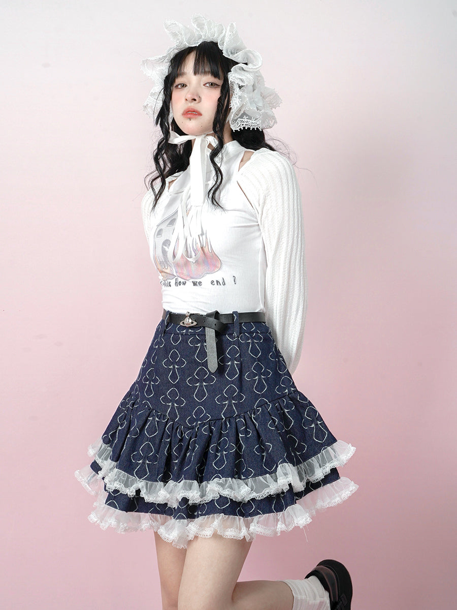 Jacquard Lace Puff Skirt