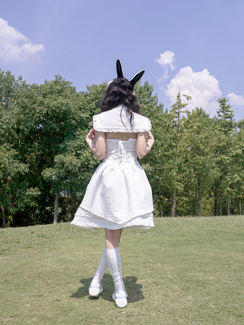 Rose Print Sleeveless Navy Neck Dress