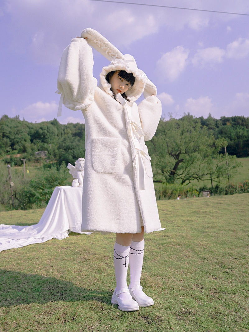 Rabbit-ear Boa Cute Ribbon Coat
