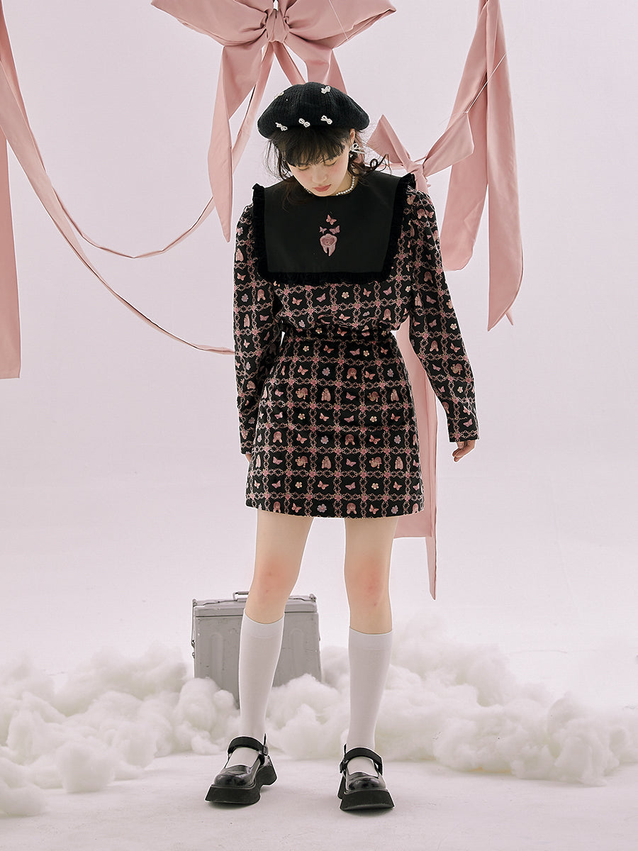 Butterfly Trapezoid Short Skirt