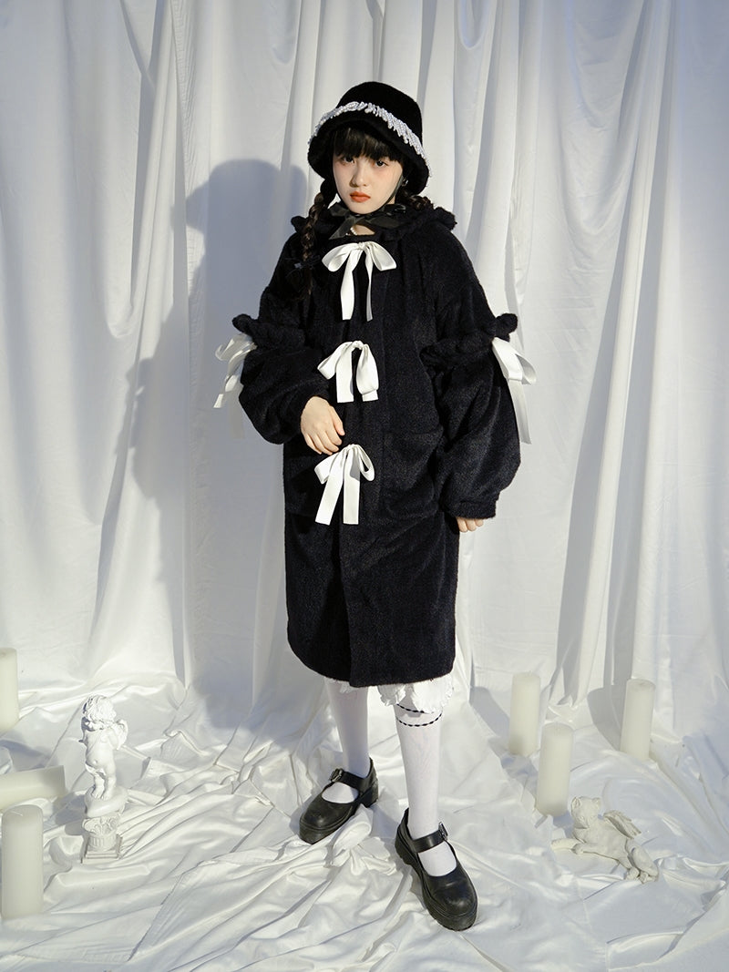 Rabbit-ear Boa Cute Ribbon Coat