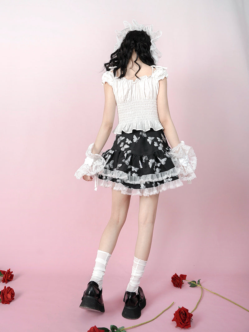 Jacquard Lace Puff Skirt