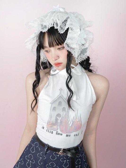 Print Sleeveless T-shirt