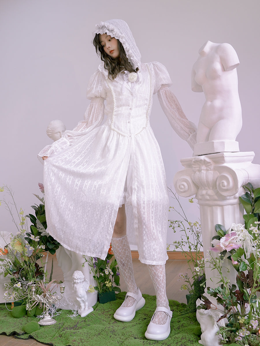 Hoodie Lace Pearl Gothic Sheer One-piece