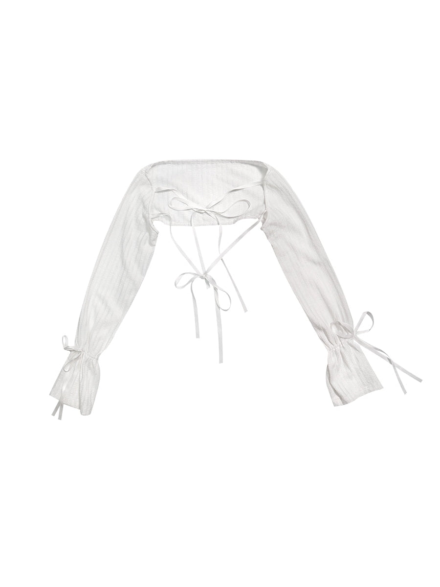 Bow Lace Knitted Sun Protection Short Top