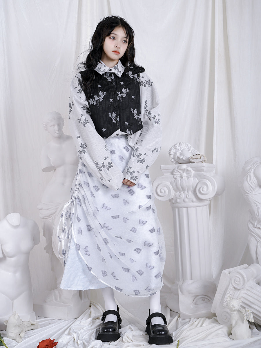 Retro Flower Docking Blouse