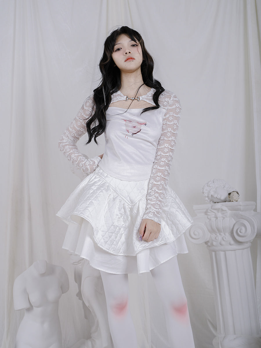 Quilting Embroidery Layered Lolita Gothic Short Skirt