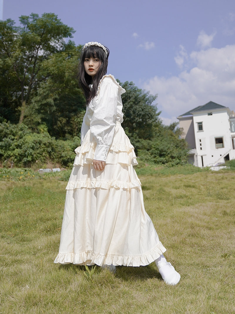 Tiered Frill Retro Fluffy Maid One-piece