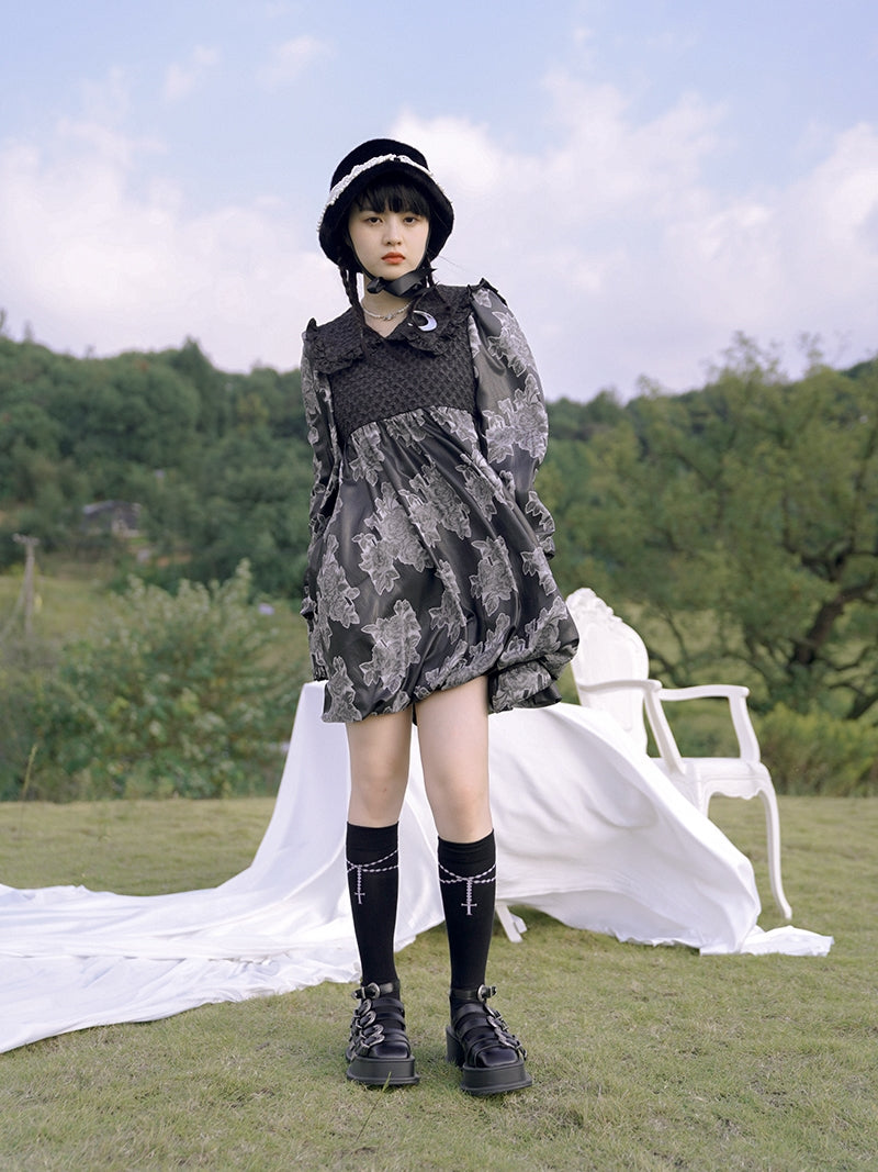 Balloon Lace Fril Cute Sailor One-piece