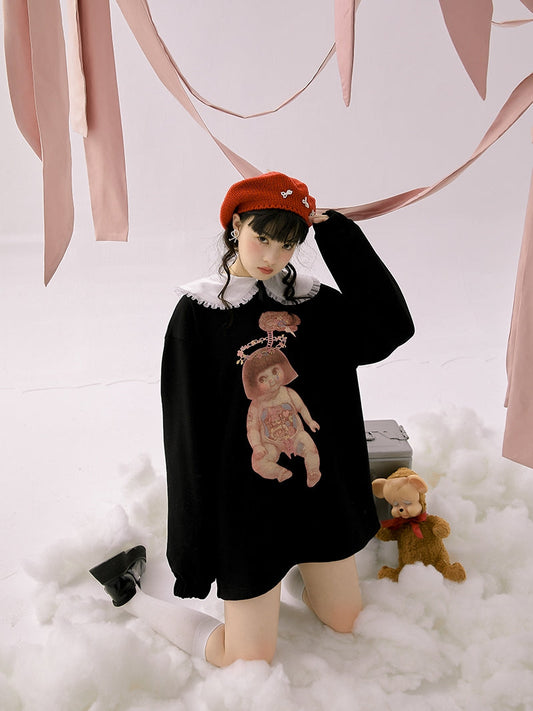 Lace Collar Baby Eerie Knit One-piece