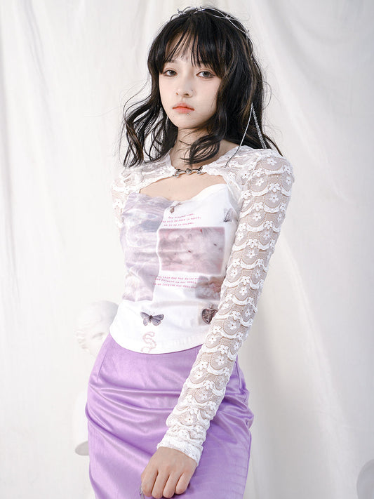 Rabbit Lace Face Retro Front-cut Cutsew
