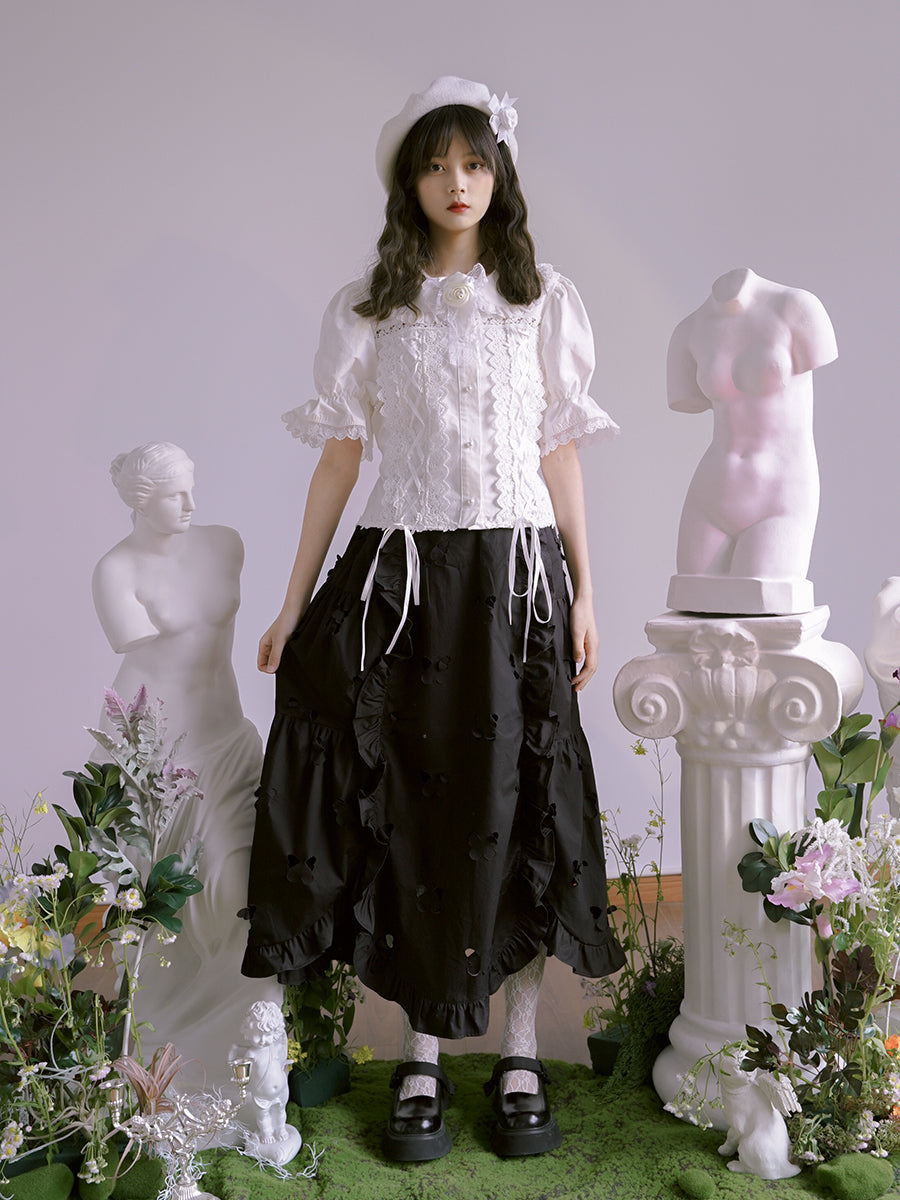 Clipping Butterfly Frill Unique Cute Skirt