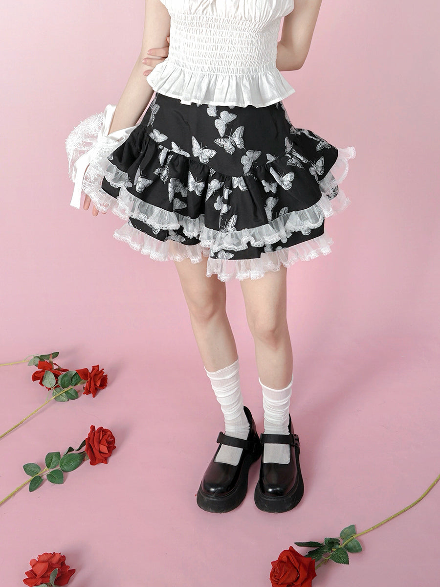 Jacquard Lace Puff Skirt