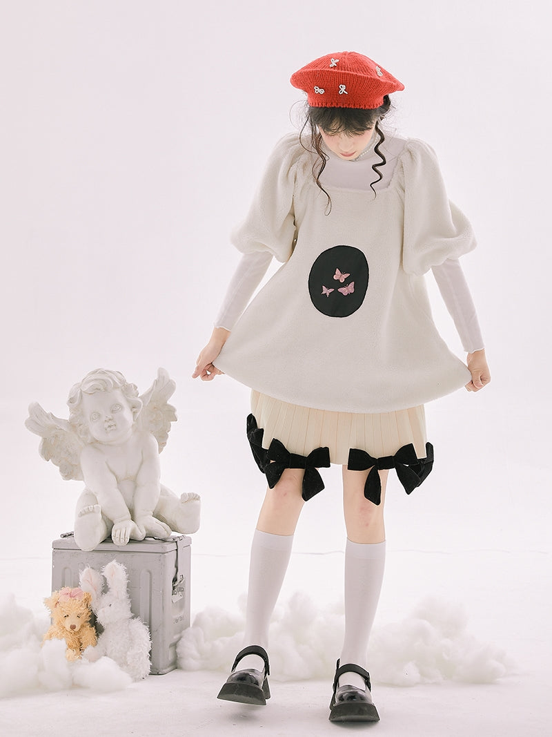 Butterfly Puff-sleeves Retro Knit