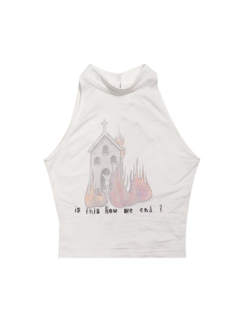 Print Sleeveless T-shirt