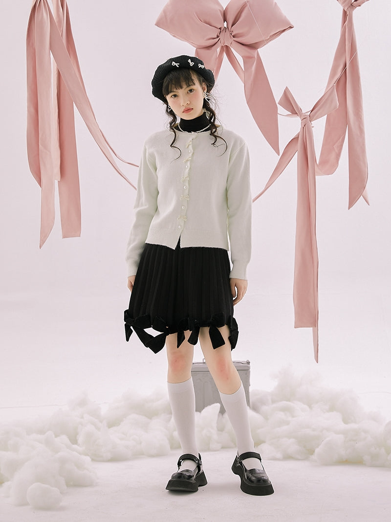 Pearl Ribbon Knit Sweet Cardigan