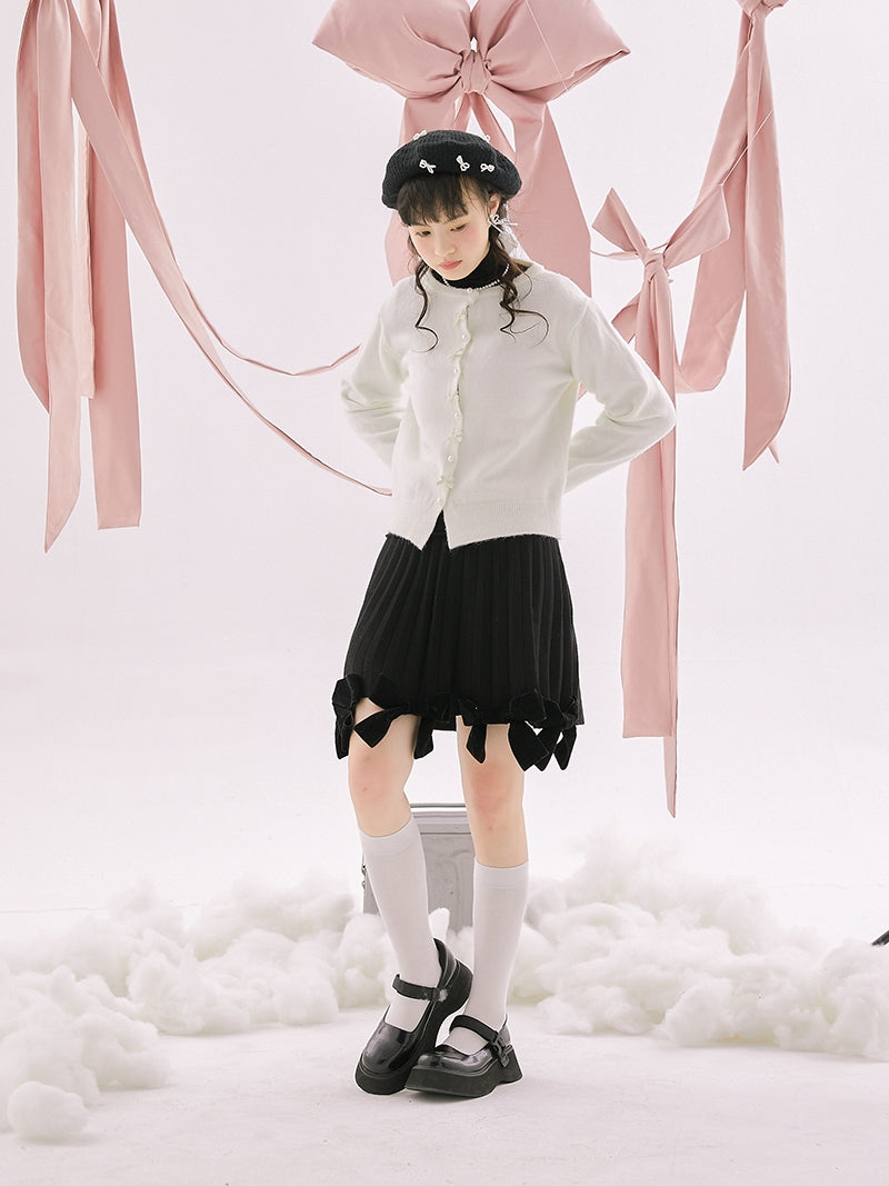 Pearl Ribbon Knit Sweet Cardigan