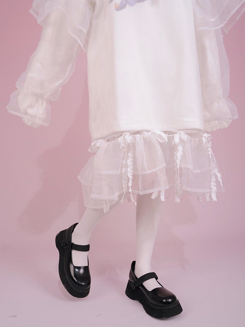 Gothic Sheer See-through Frill Hoodie Tops