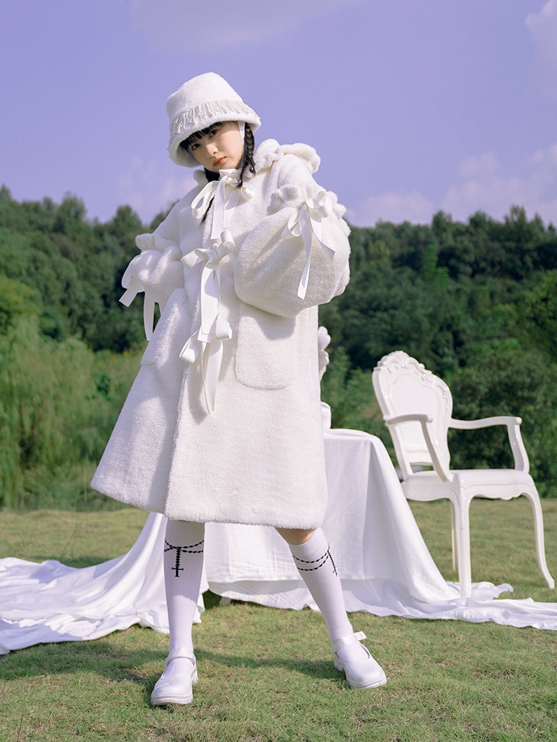 Rabbit-ear Boa Cute Ribbon Coat