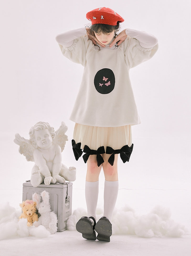 Butterfly Puff-sleeves Retro Knit