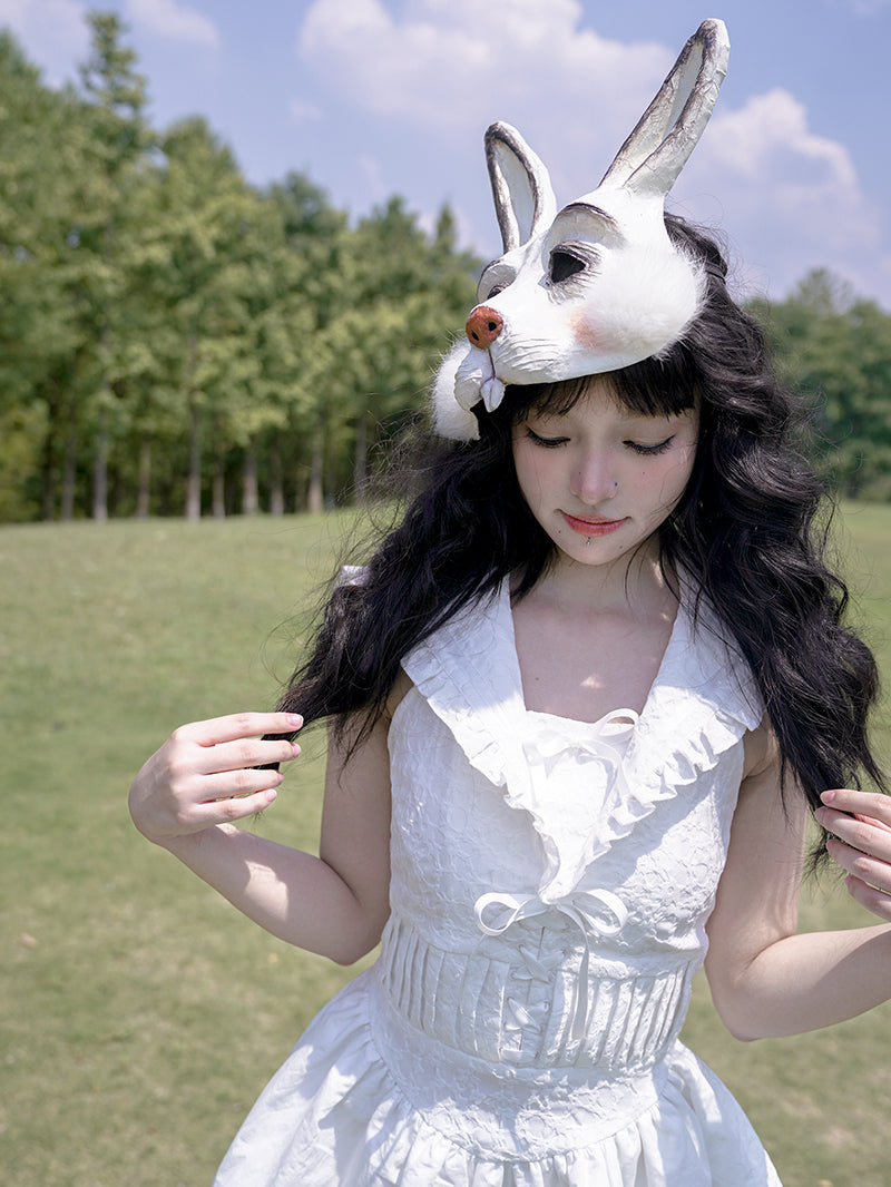 Rose Print Sleeveless Navy Neck Dress