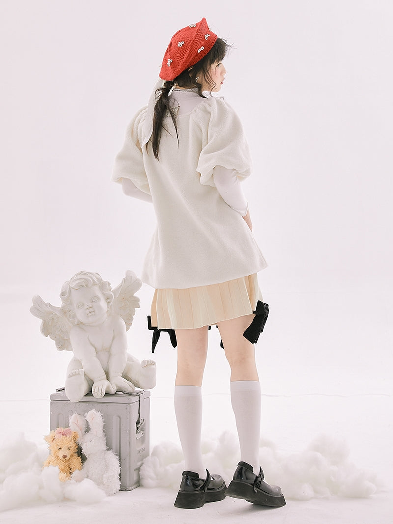 Butterfly Puff-sleeves Retro Knit