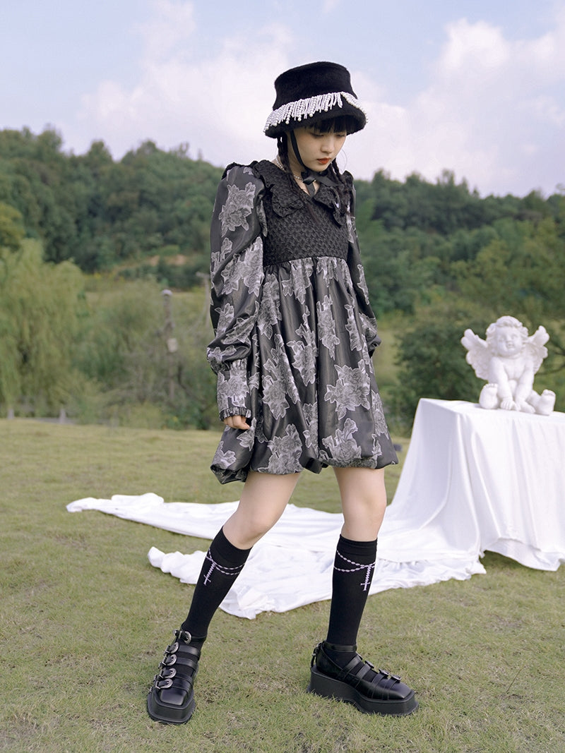 Balloon Lace Fril Cute Sailor One-piece