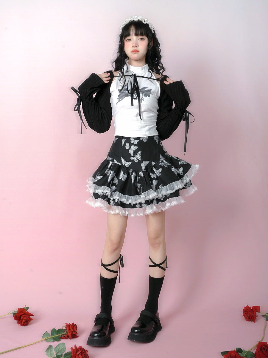 Jacquard Lace Puff Skirt