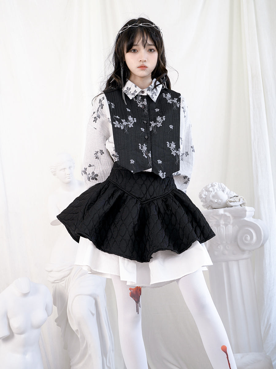 Retro Flower Docking Blouse