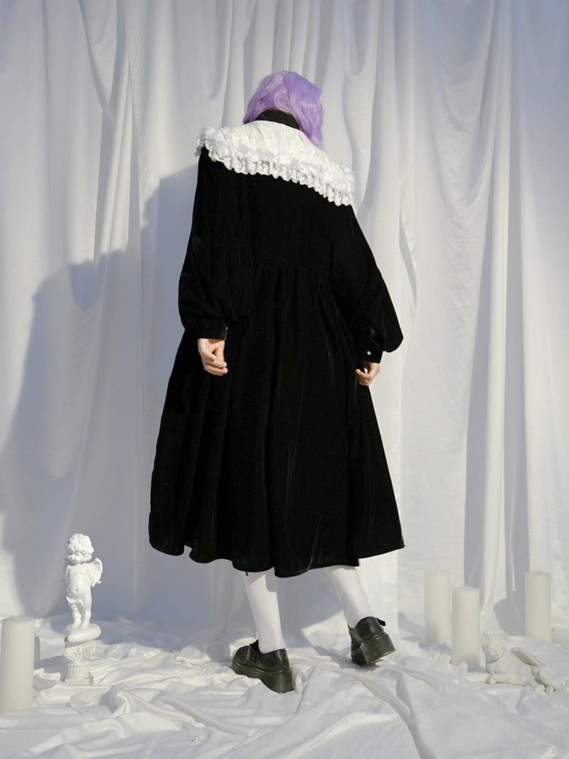 Lace-Collar Rose Gothic Long One-piece