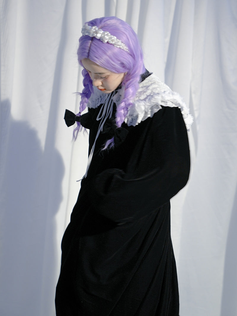 Lace-Collar Rose Gothic Long One-piece