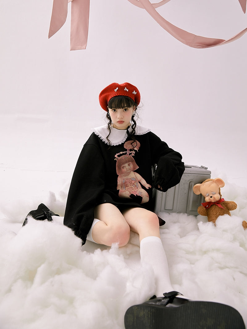 Lace Collar Baby Eerie Knit One-piece