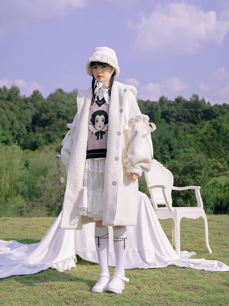 Rabbit-ear Boa Cute Ribbon Coat