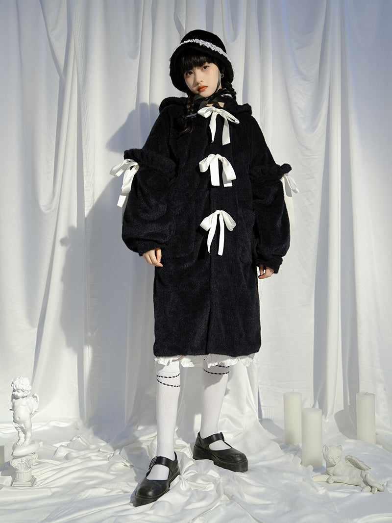 Rabbit-ear Boa Cute Ribbon Coat