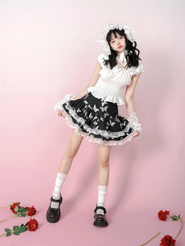 Jacquard Lace Puff Skirt