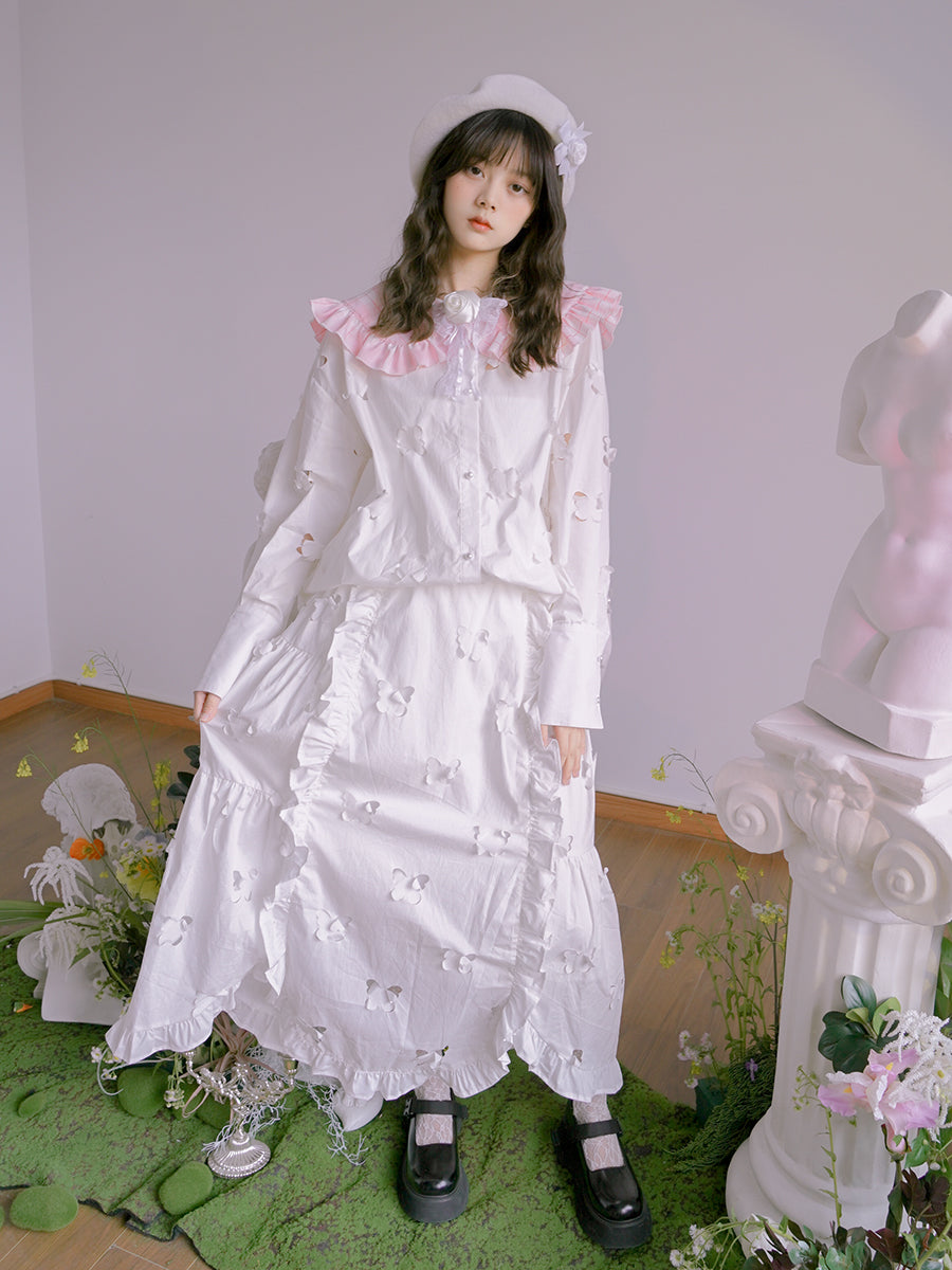 Clipping Butterfly Frill Unique Cute Skirt