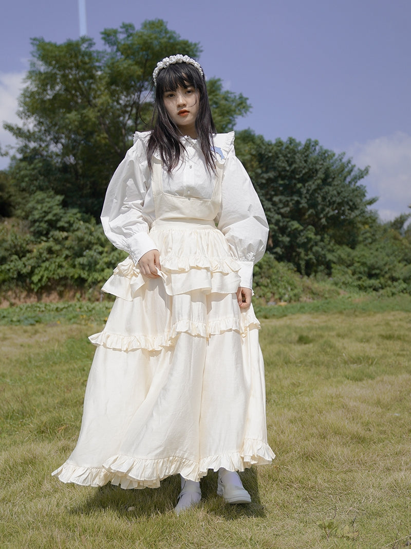 Tiered Frill Retro Fluffy Maid One-piece