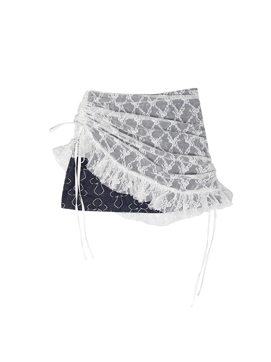 Lace Stitching A Version Short Skirt