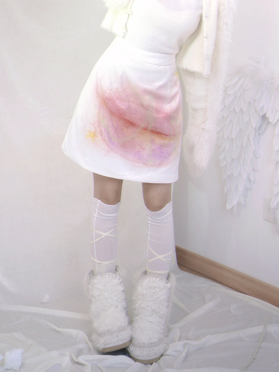 Print Quilted Short Skirt